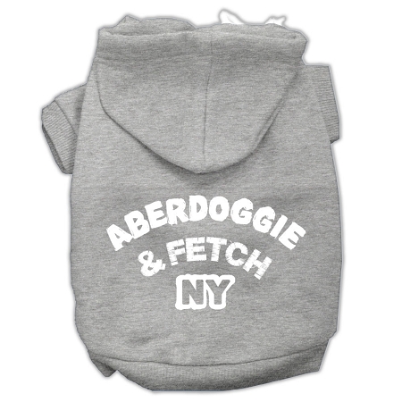 Aberdoggie NY Screenprint Pet Hoodies Grey Size XS